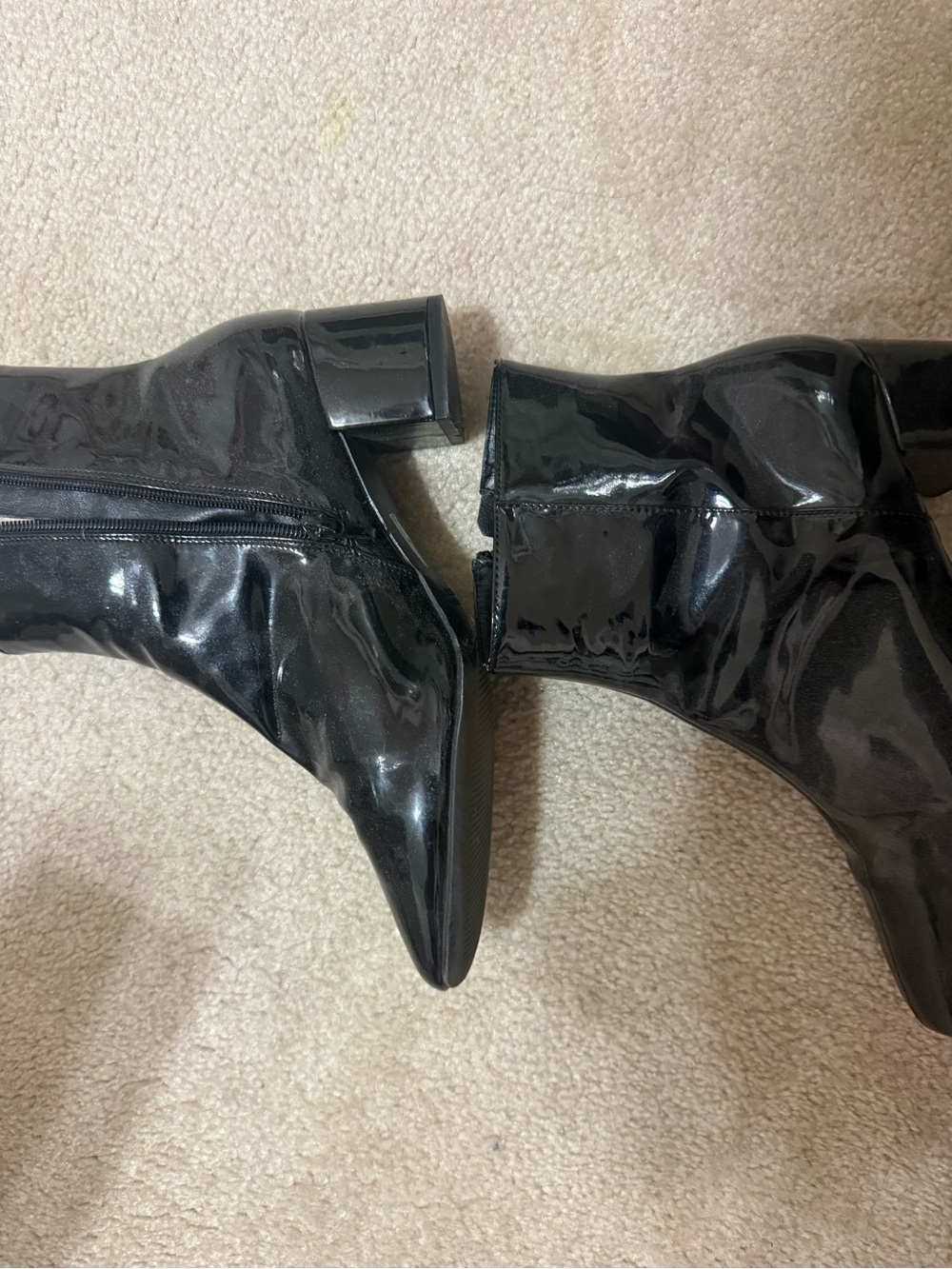 Forever 21 Black Patent Mid-Calf Block Heel Boots